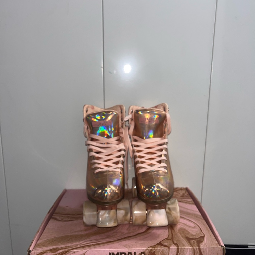 Rose Gold Iridescent Roller Skates